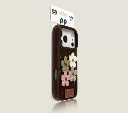 Vintage wood grain daisy iPhone case brown floral protective cover