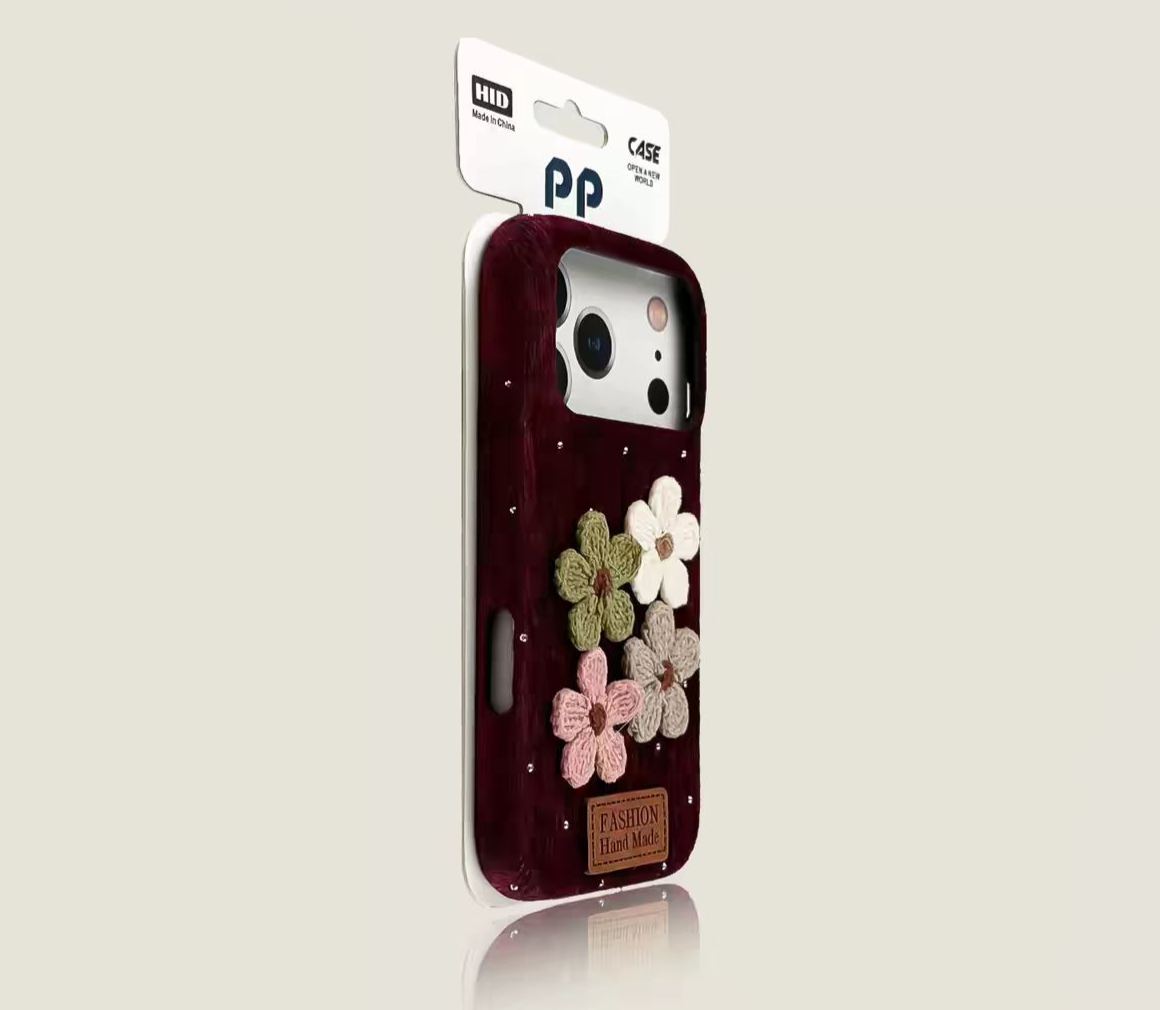 Vintage wood grain daisy iPhone case wine red floral protective cover