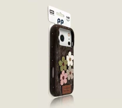 Vintage wood grain daisy iPhone case deep brown floral protective cover