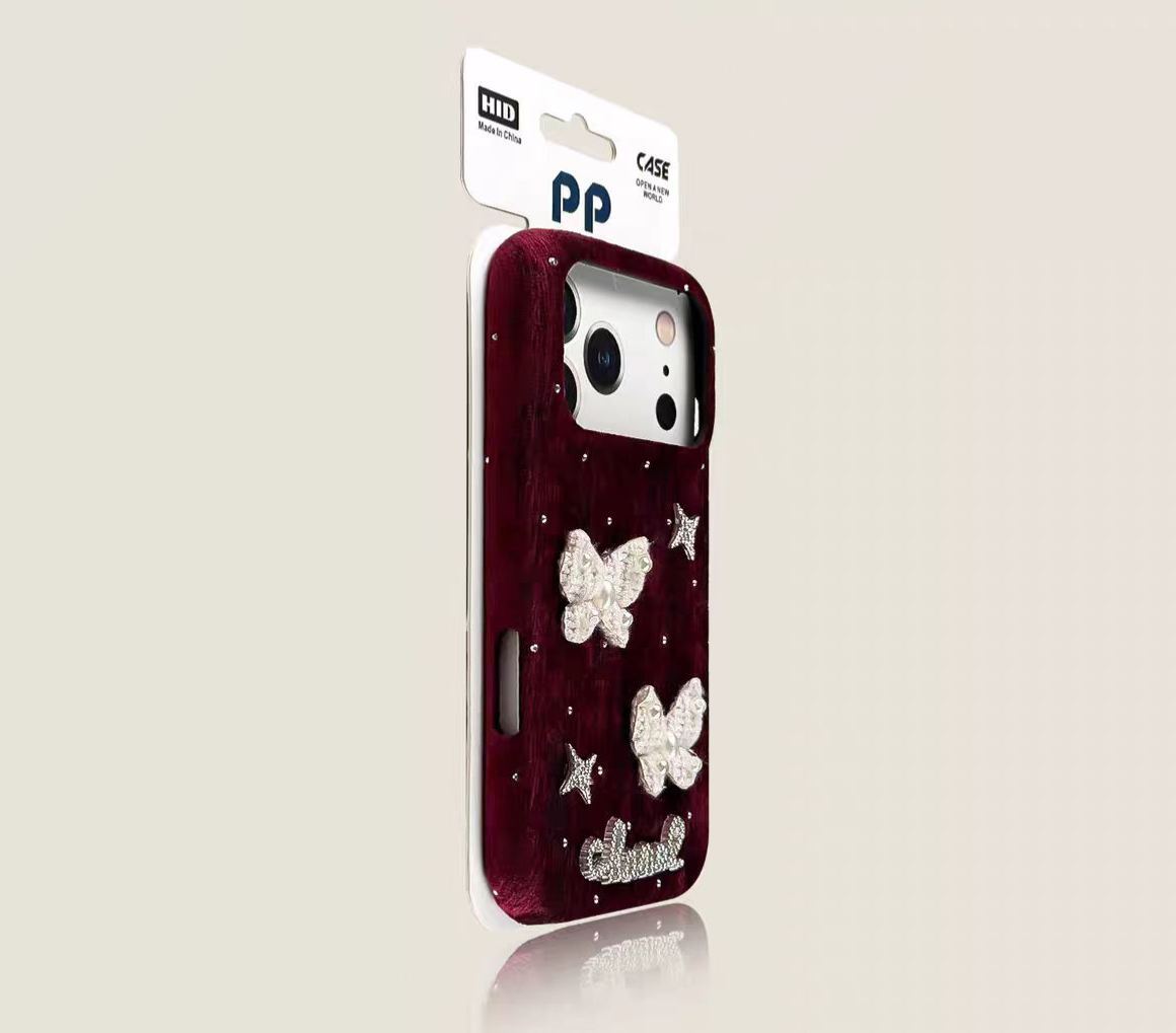 Vintage butterfly speckled iPhone case red aesthetic protective cover