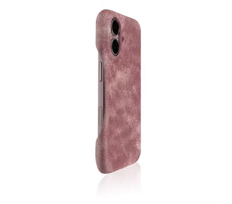 Matte suede-style iPhone case pink solid color slim protective cover