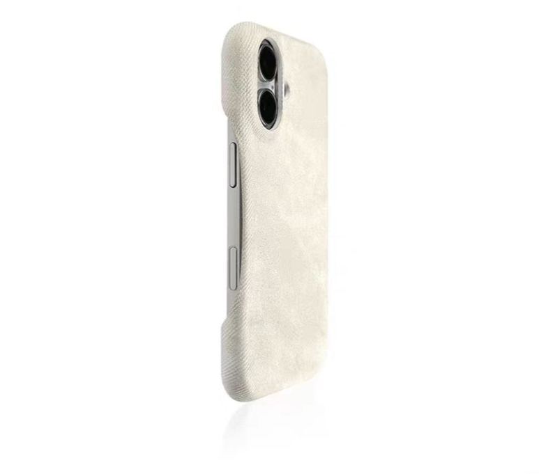 Matte suede-style iPhone case white solid color slim protective cover