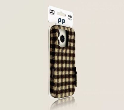 Gingham check iPhone case brown plaid slim protective cover