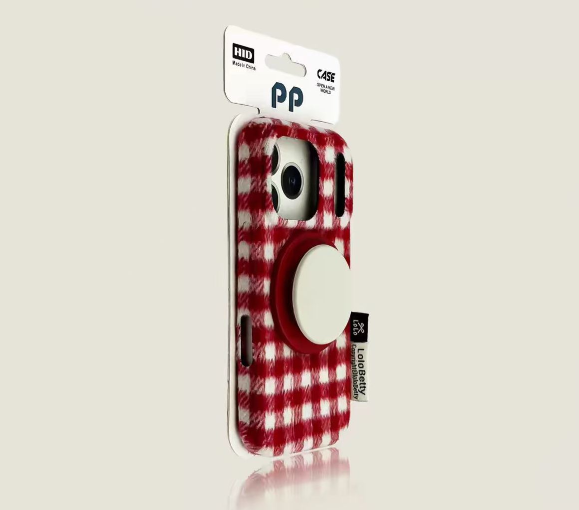  Gingham check iPhone case black plaid slim protective cover