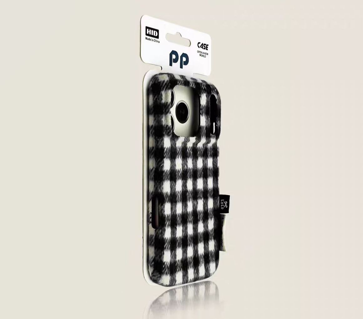 Gingham check iPhone case khaki plaid slim protective cover