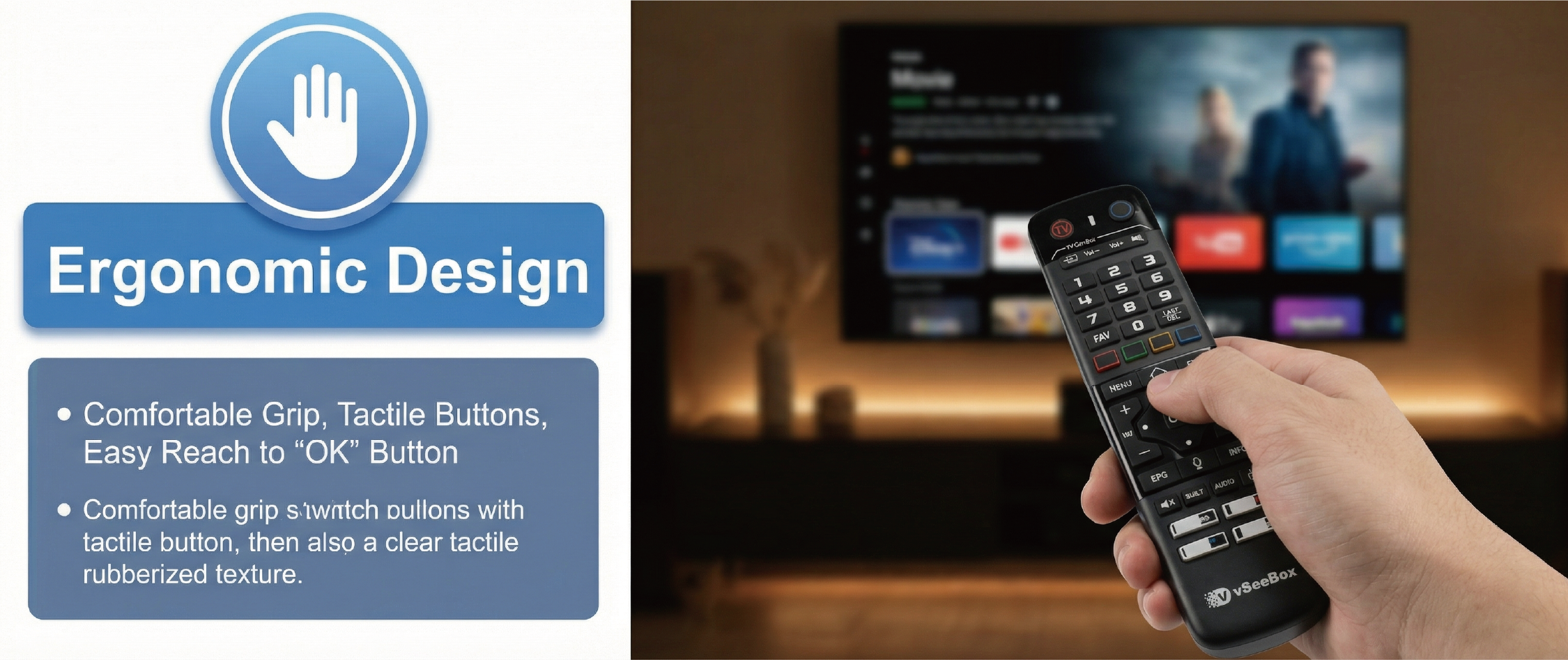 VSeeBox V6 max Remote Control Replacement Android TV Box Smart Bluetooth Voice Command Backlit