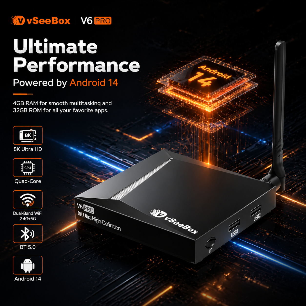 vSeeBox V6 PRO 8K Android TV Box