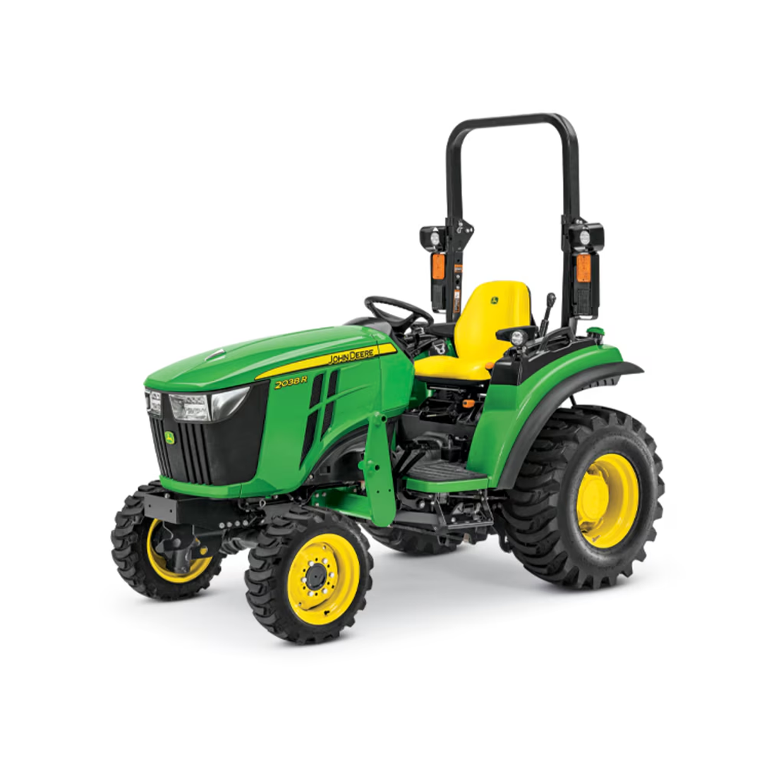 John Deere 2038R Compact Utility Tractor (2R Series) — 36.7 HP Turbo Yanmar Diesel, 2‑Range HST, Twin Touch Controls + Electronic Cruise, CommandCut Deck Lift, iMatch Ready