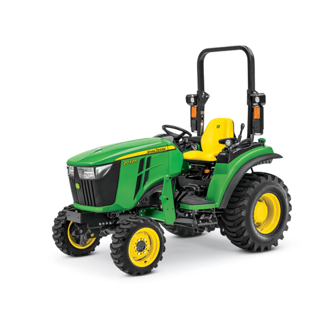 John Deere 2032R Compact Utility Tractor (2R Series) — 30.7 HP Yanmar Diesel, 2‑Range HST, Twin Touch Controls + Electronic Cruise, CommandCut Deck Lift, iMatch Ready
