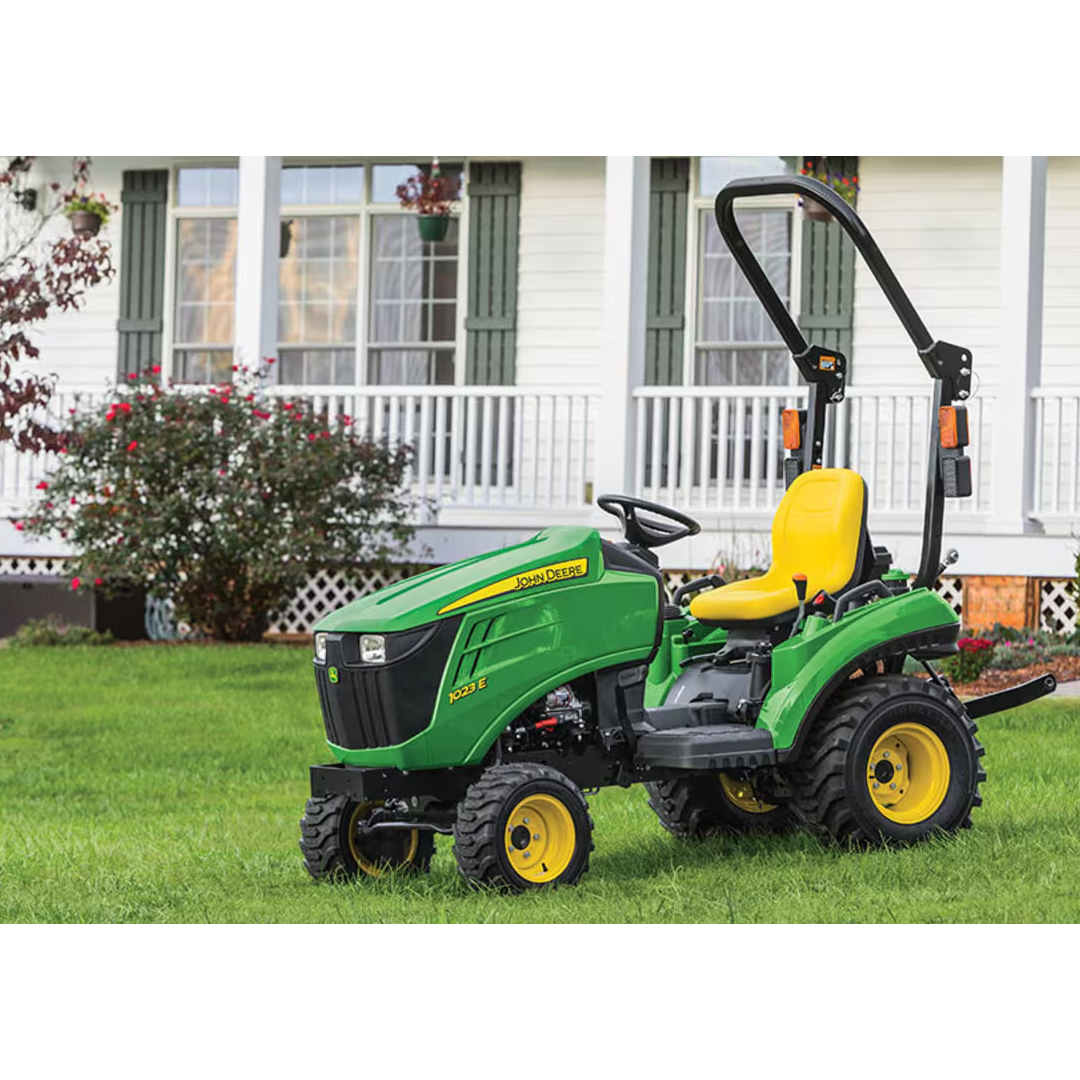 John Deere 1023E Sub‑Compact Utility Tractor (1 Series) — 21.5 HP Yanmar Diesel, 4WD Hydrostatic 2‑Range, Limited Cat 1 Hitch (758 lb Lift)