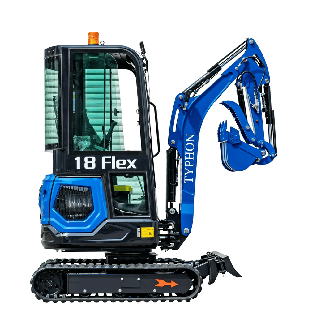 TYPHON 18 FLEX PRO Mini Excavator (1.8 Ton) — Kubota D722, 1800 kg, 2100 mm Dig Depth + 12 Attachments