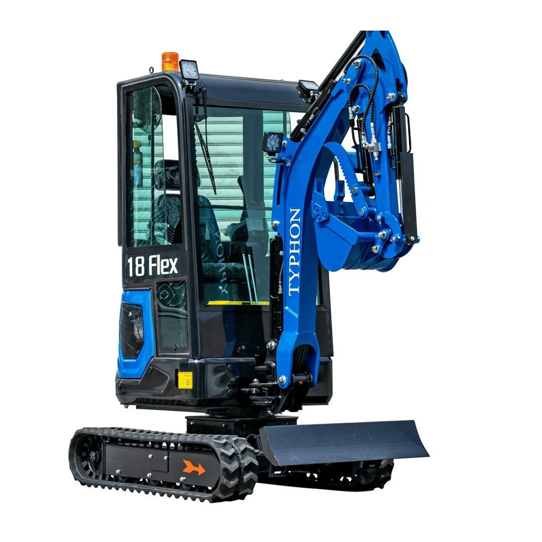 TYPHON 18 FLEX PRO Mini Excavator (1.8 Ton) — Kubota D722, 1800 kg, 2100 mm Dig Depth + 12 Attachments