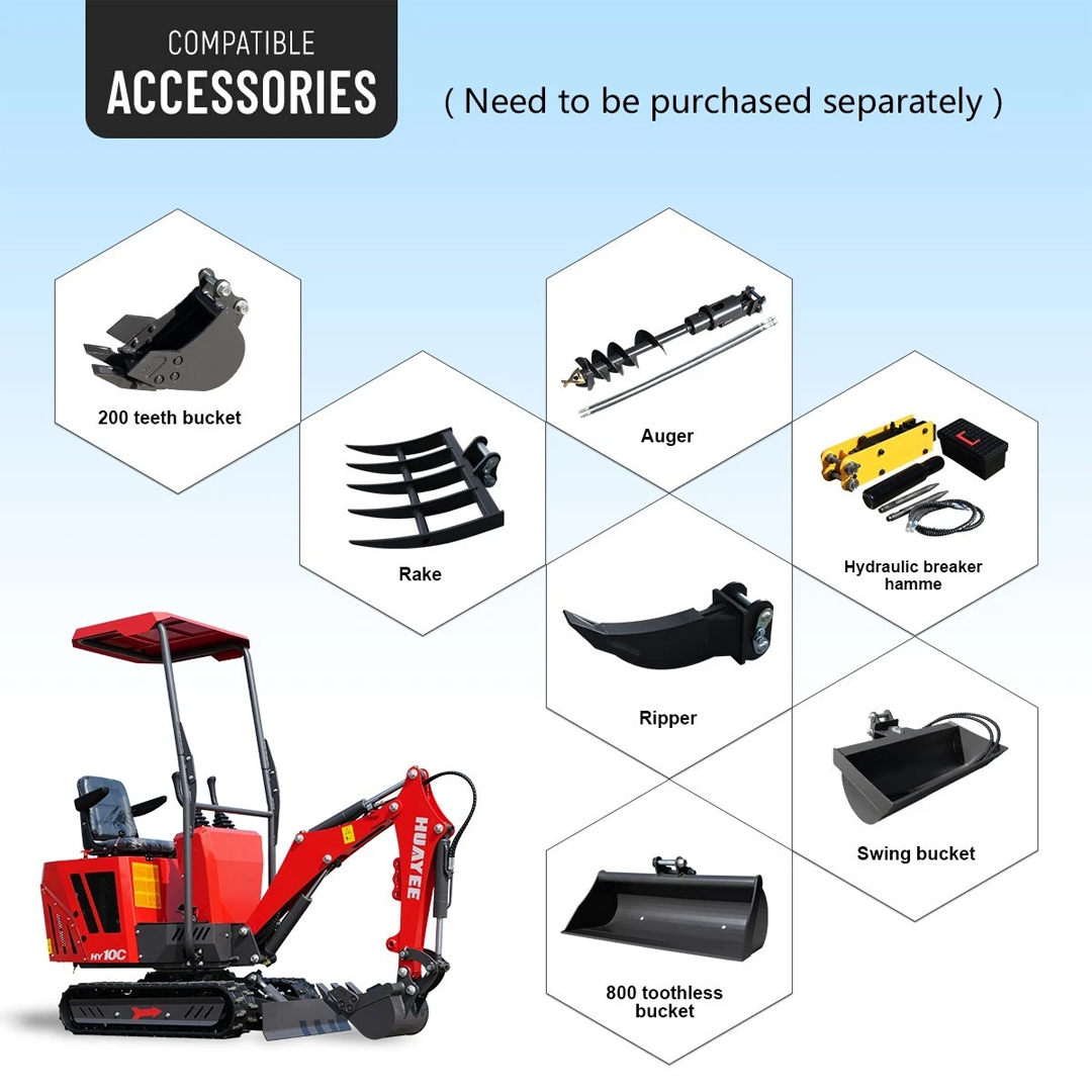 HY10C 1 Ton Mini Excavator — 13.5HP EPA RATO R420V, Ultra‑Compact 29 in Width