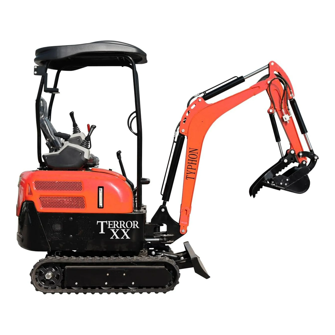 TYPHON TERROR XX Mini Excavator (4,000 lb) — Kubota D902 Diesel, 11.8 kW @ 2300 RPM, 2160 mm Dig Depth, Rubber Track