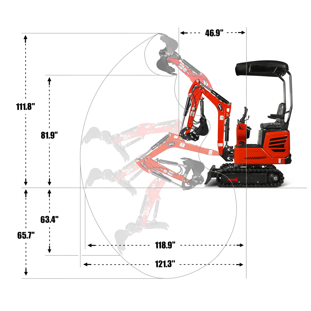 Typhon MEC10 Mini Compact Excavator — Honda GX390, 65.7 in Max Dig Depth, 2,280 lb Operating Weight