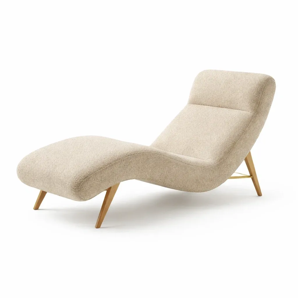 Chaise longue relax tissu sable structure bois-cresthomey