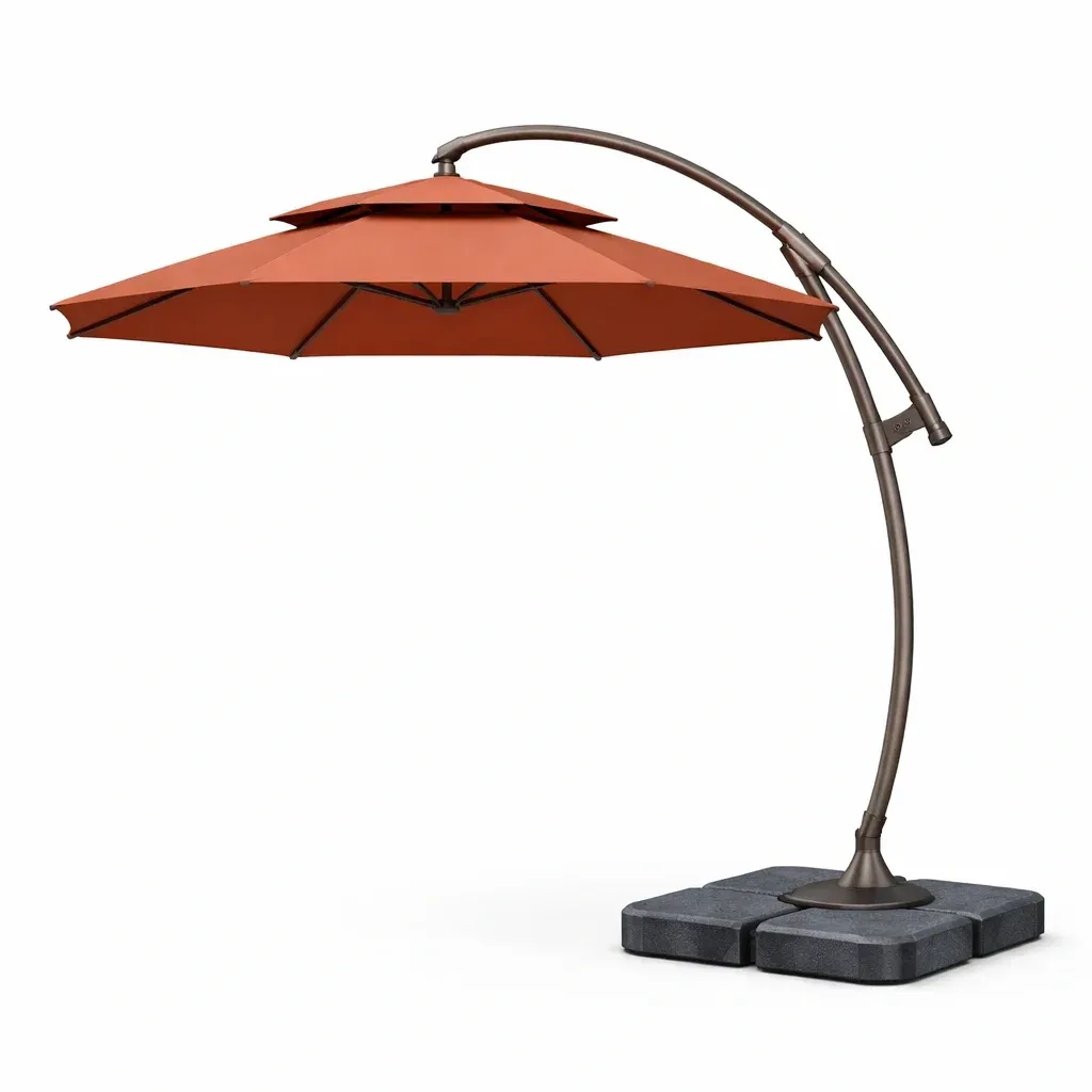 Parasol courbe deporte exterieur orange-cresthomey