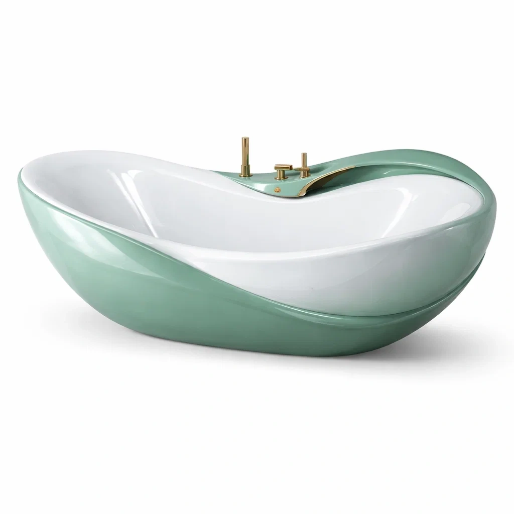 Baignoire ilot bicolore vert clair-furnikind