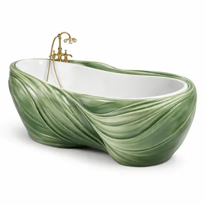 Baignoire ilot sculptee verte brillante-furnikind