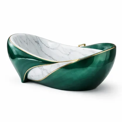 Baignoire ilot vert marbre blanc-furnikind