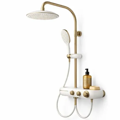 Colonne de douche murale blanc et or-furnikind