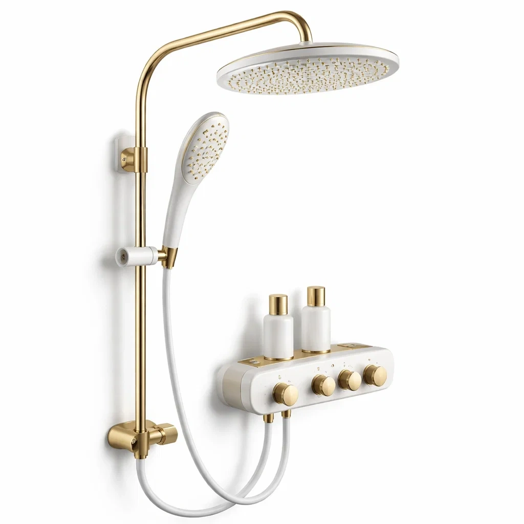 Colonne de douche design or et blanc-furnikind