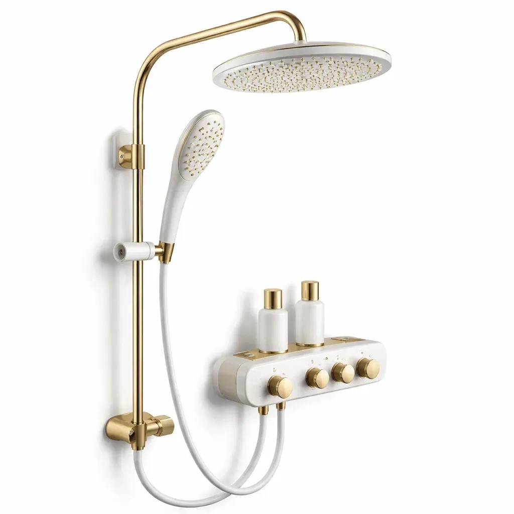 Colonne de douche design or et blanc-furnikind