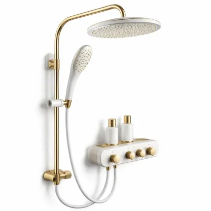 Colonne de douche design or et blanc-furnikind