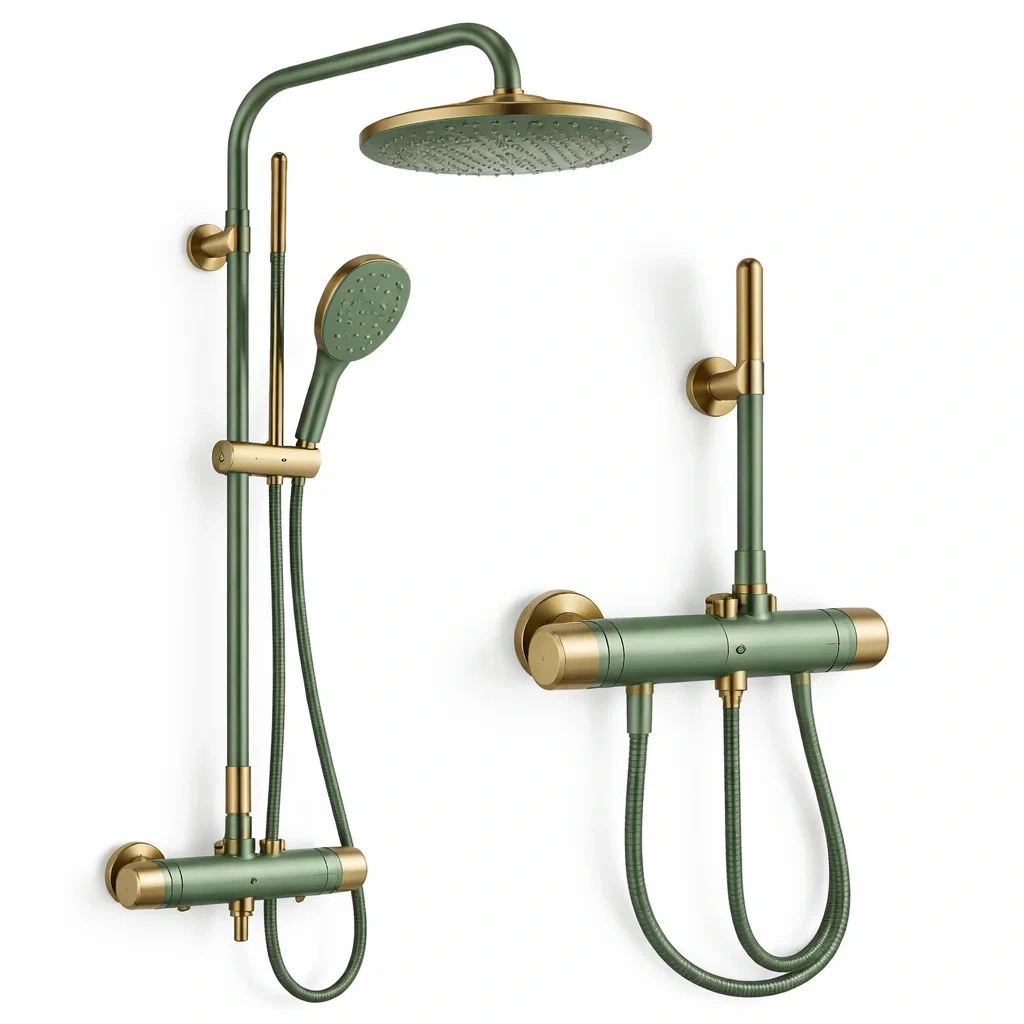 Colonne de douche verte avec double sortie-furnikind