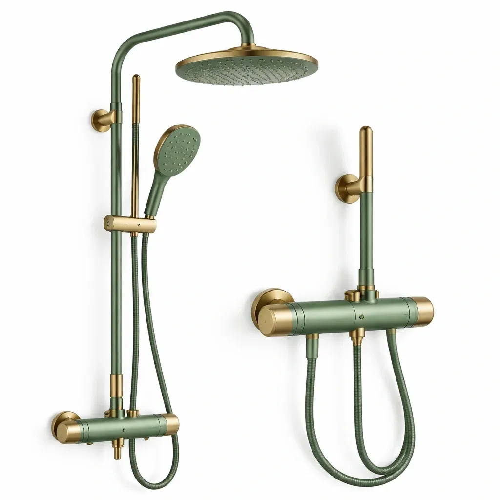 Colonne de douche verte avec double sortie-furnikind