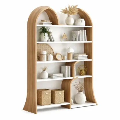 Etagere arche asymetrique en bois naturel et blanc-furnikind