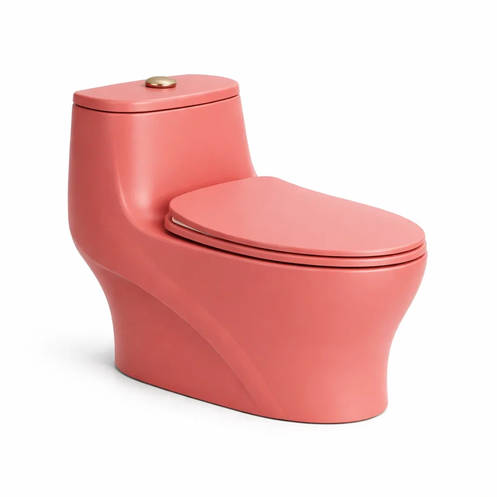 WC monobloc contemporain rose ceramique-furnikind