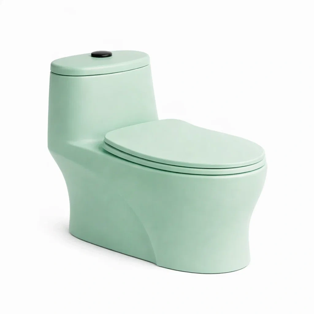 WC monobloc compact vert clair ceramique-furnikind