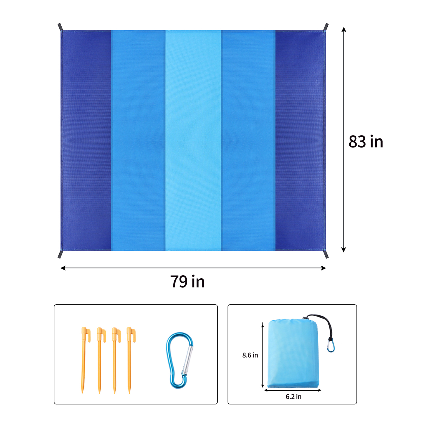 Beach Blanket Waterproof Sandproof Beach Mat 79" X 83" for 2-5 Adults Quick Drying Outdoor Picnic Mat Beach Accessories for Travel, Camping, Hiking