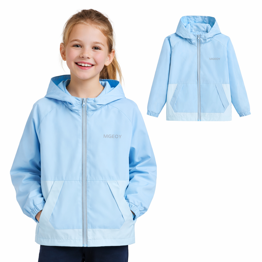 MGEOY Boys Girls Hooded Rain Jackets Waterproof Rain coats Windbreaker for Kids Lightweight Jackets
