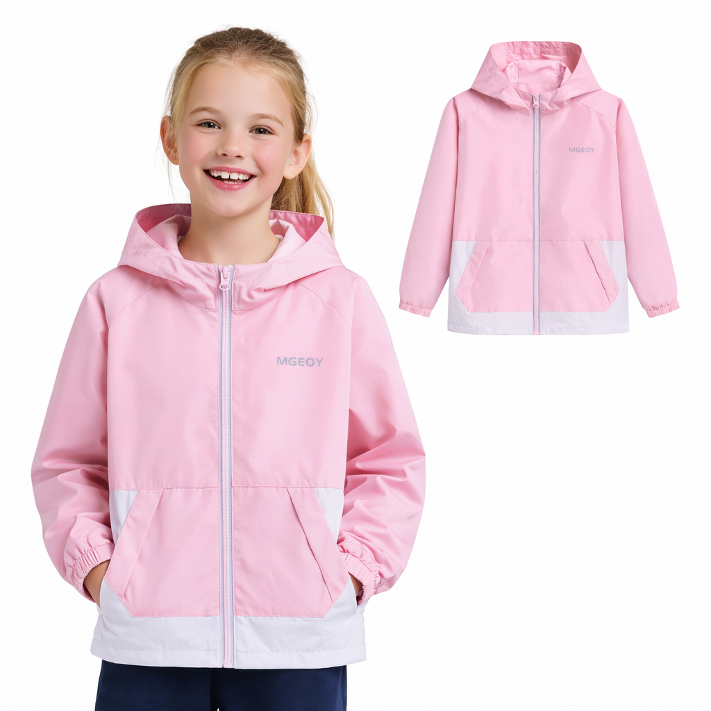 MGEOY Boys Girls Hooded Rain Jackets Waterproof Rain coats Windbreaker for Kids Lightweight Jackets