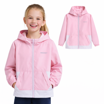 MGEOY Boys Girls Hooded Rain Jackets Waterproof Rain coats Windbreaker for Kids Lightweight Jackets