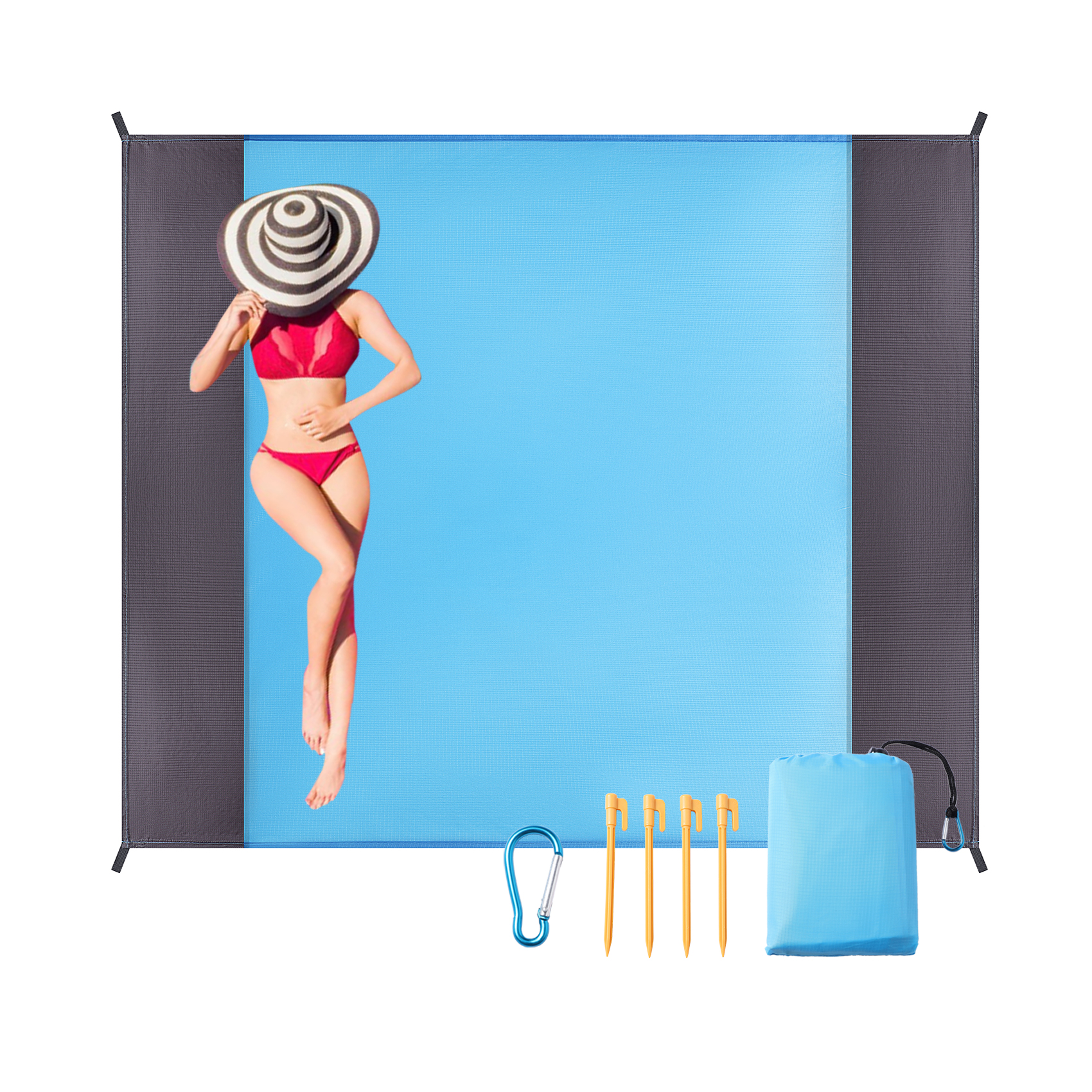 Beach Blanket Waterproof Sandproof Beach Mat 79" X 83" for 2-5 Adults Quick Drying Outdoor Picnic Mat Beach Accessories for Travel, Camping, Hiking