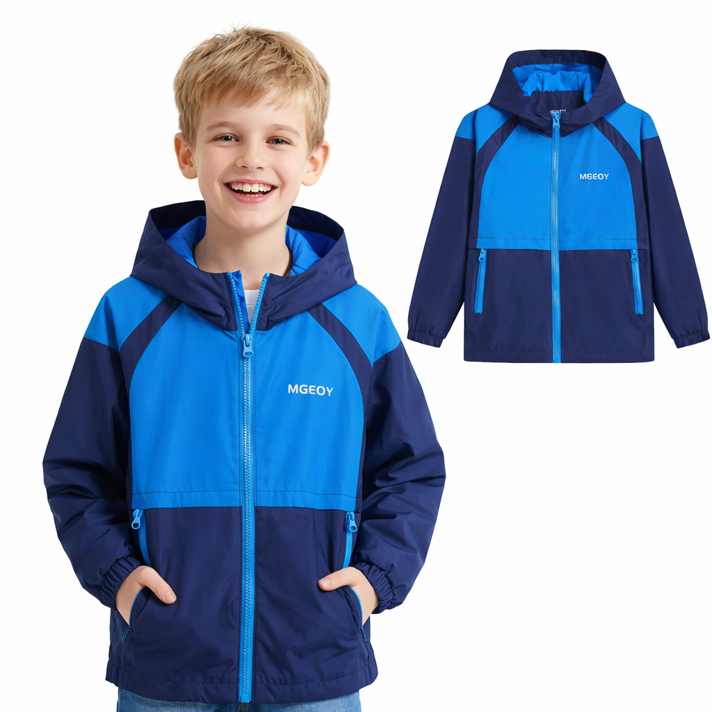 MGEOY Boys Girls Hooded Rain Jackets Waterproof Rain coats Windbreaker for Kids Lightweight Jackets
