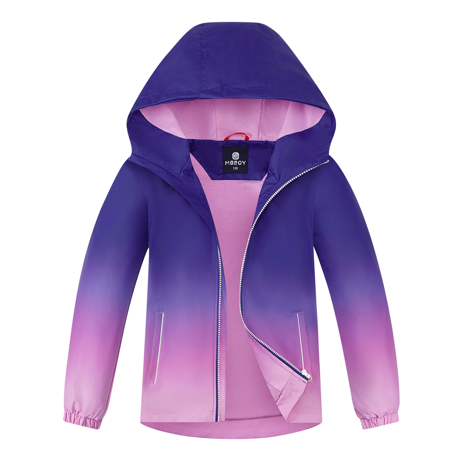 MGEOY Boys Girls Rain Jackets Lightweight Waterproof Hooded Cotton Raincoats Windbreakers for Kids