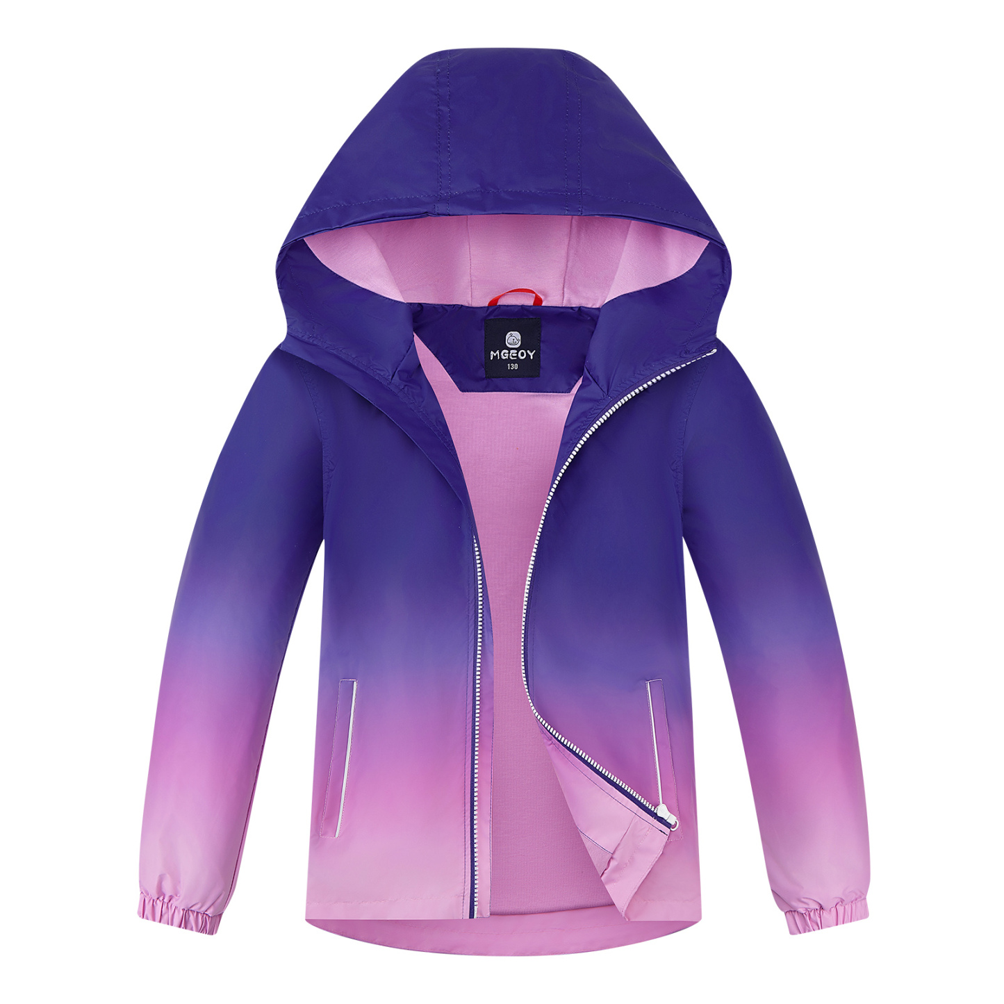 MGEOY Boys Girls Rain Jackets Lightweight Waterproof Hooded Cotton Raincoats Windbreakers for Kids