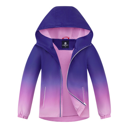 MGEOY Boys Girls Rain Jackets Lightweight Waterproof Hooded Cotton Raincoats Windbreakers for Kids