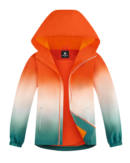 MGEOY Boys Girls Rain Jackets Lightweight Waterproof Hooded Cotton Raincoats Windbreakers for Kids
