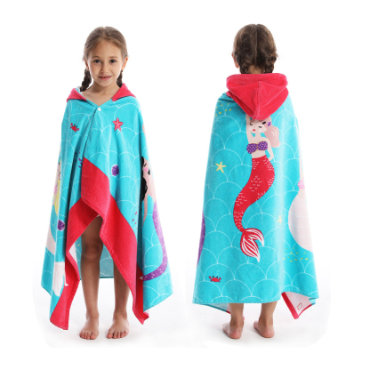 Boys' and Girls' Hooded Beach Towel, Bath & Pool Towel 30×50 Inches Oversized Super Absorbent Adorable Cartoon Animal Designs Vibrant and Energetic 100% Cotton Wearable Kids' Wrap Towel