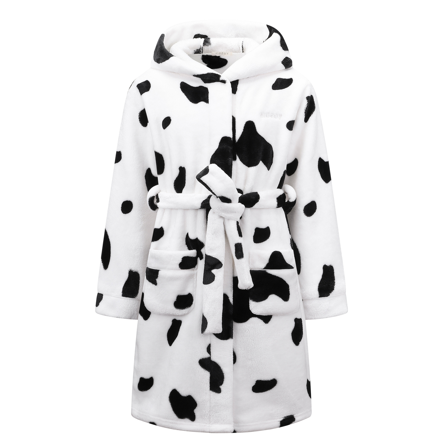 Kids Hooded Fleece Robe for Girls Soft Plush Bathrobe Warm Flannel Sleepwear with Belt Pockets Cute Cozy Housecoat for Toddler and Big Girls