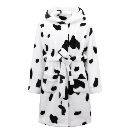 Kids Hooded Fleece Robe for Girls Soft Plush Bathrobe Warm Flannel Sleepwear with Belt Pockets Cute Cozy Housecoat for Toddler and Big Girls