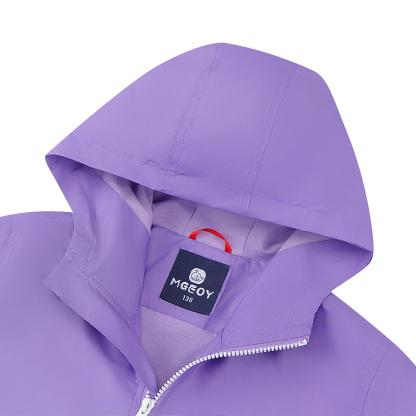 MGEOY Boys Girls Rain Jackets Lightweight Waterproof Hooded Cotton Raincoats Windbreakers for Kids