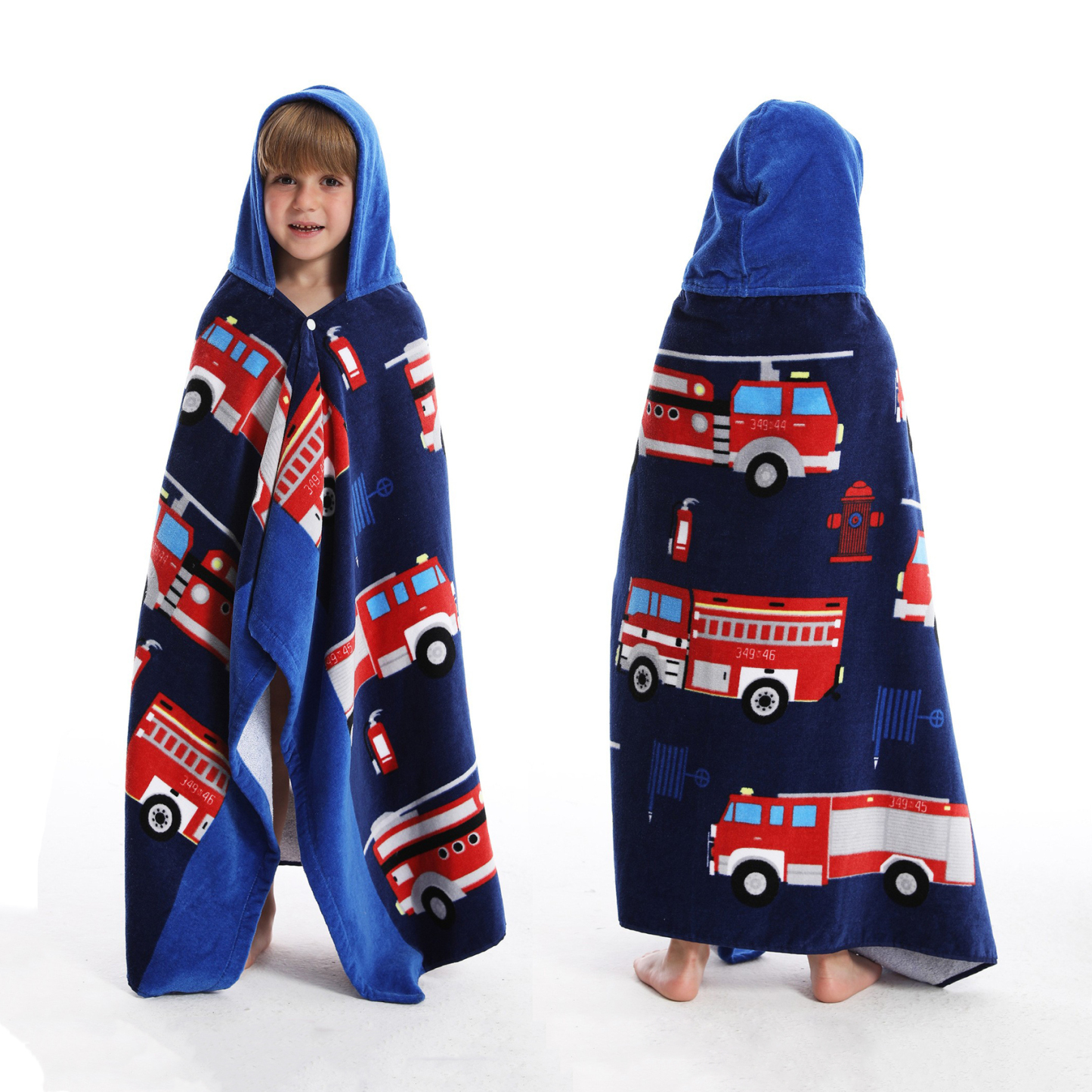 Boys' and Girls' Hooded Beach Towel, Bath & Pool Towel 30×50 Inches Oversized Super Absorbent Adorable Cartoon Animal Designs Vibrant and Energetic 100% Cotton Wearable Kids' Wrap Towel