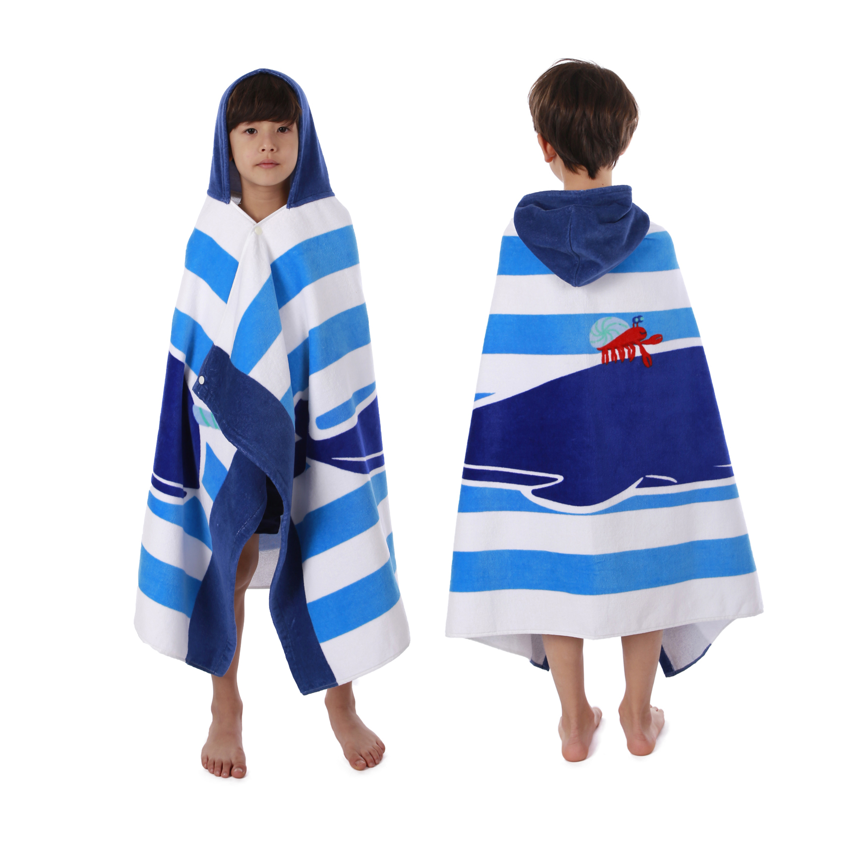 Boys' and Girls' Hooded Beach Towel, Bath & Pool Towel 30×50 Inches Oversized Super Absorbent Adorable Cartoon Animal Designs Vibrant and Energetic 100% Cotton Wearable Kids' Wrap Towel