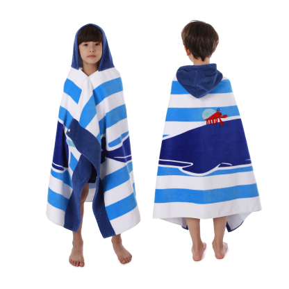 Boys' and Girls' Hooded Beach Towel, Bath & Pool Towel 30×50 Inches Oversized Super Absorbent Adorable Cartoon Animal Designs Vibrant and Energetic 100% Cotton Wearable Kids' Wrap Towel